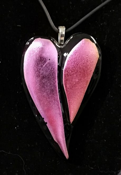 Hovedbilde Smykke  i glass 002, rosa/sort